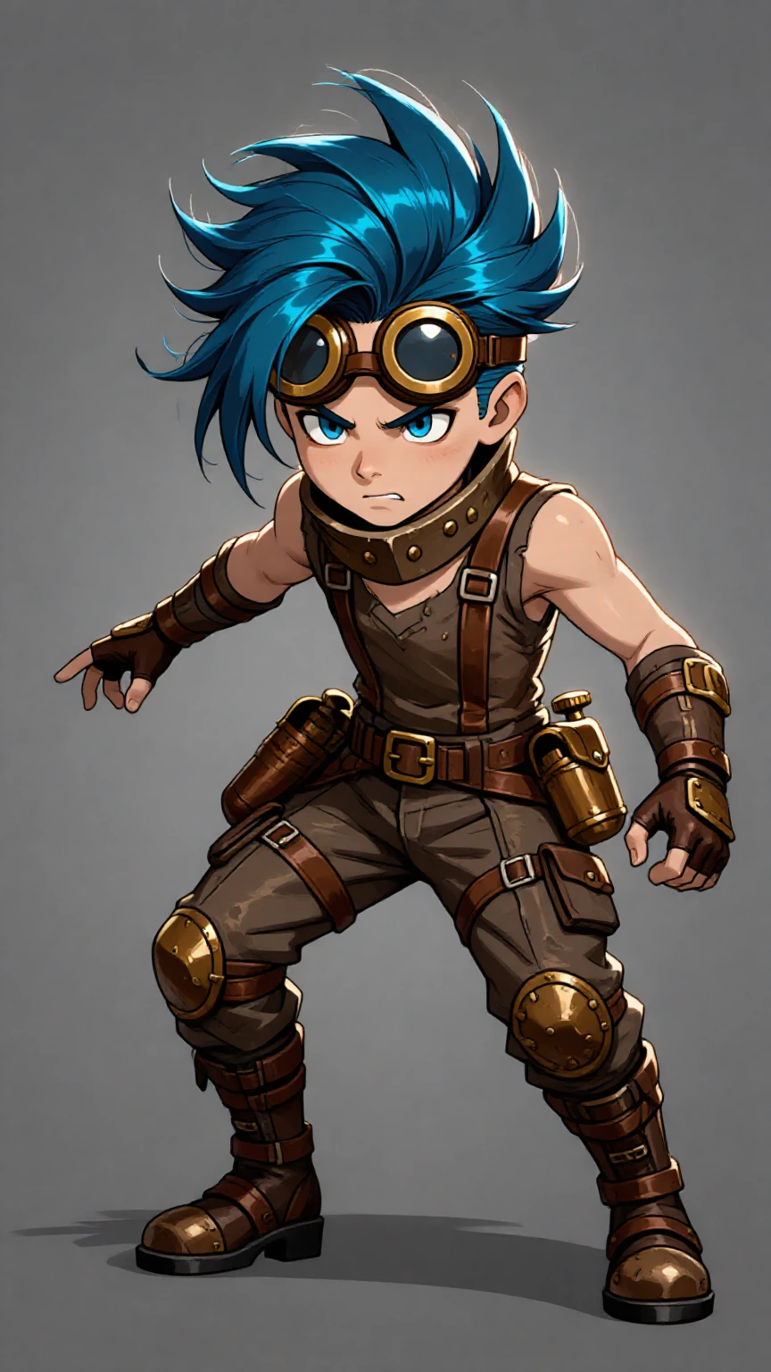 Blue-haired boy character with glasses, alpha cutout