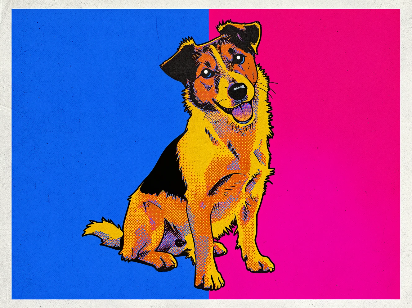 A portrait reimagined in pop art colors.