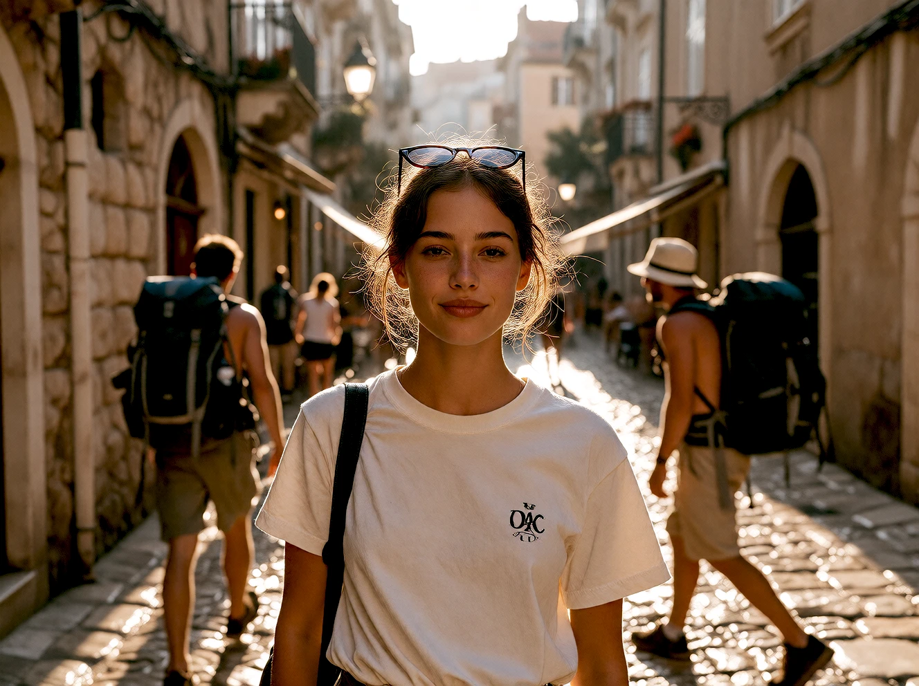 Tourists in background