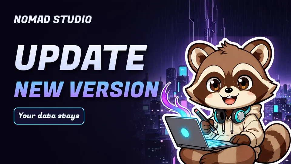 Video: updating Nomad Studio to a new version in one click.